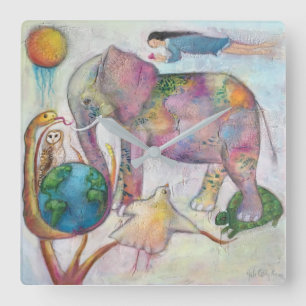 Kunst voor muzikale dieren vierkante klok
