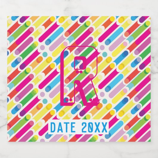 Kunst voor regenboogdiagonaal - lijnenpatroon bier etiket (Enkel label)
