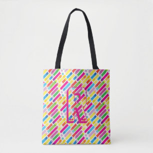 Kunst voor regenboogdiagonaal - lijnenpatroon draagtas