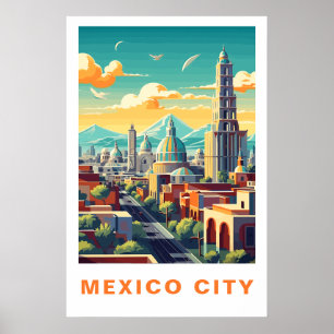 Kunst voor Reizen naar Mexico-Stad Vintage Poster
