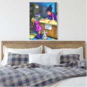 Kunst voor uitchecken van bibliotheek canvas afdruk (Insitu (Slaapkamer))