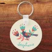 Kunst voor vogels en Floral Folk Sleutelhanger (Voorkant)