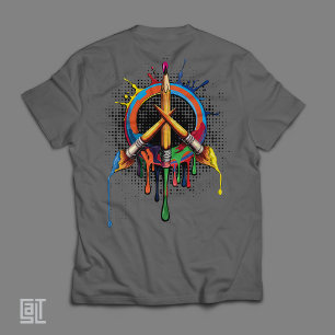 Kunst Vredessymbool Kwast en Potlood Onderwijs T-shirt