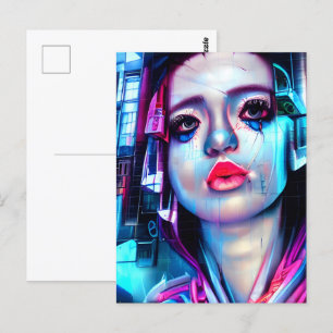 Kunst Vrouw Gezicht Kleurrijk Abstract thema Briefkaart