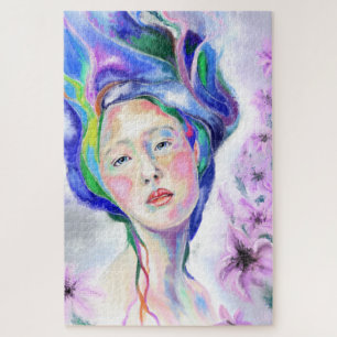 Kunst vrouw met gelilies - Collecties tekenen Legpuzzel