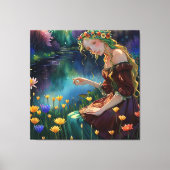 *~ Kunst Vrouw Waterval Pick Bloemenvijver AP56 Canvas Afdruk (Voorkant)