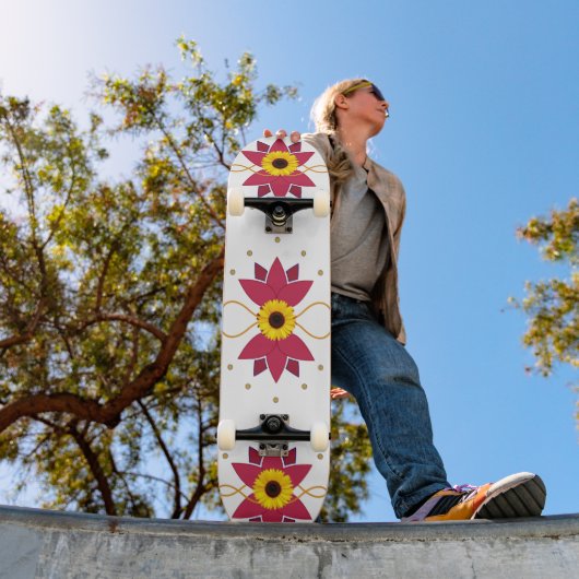 Kunst zonnebloem skateboard (Buiten 1)