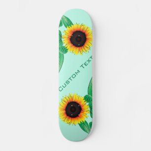 Kunst zonnebloemen - Jouw tekst toevoegen / Naam - Skateboard