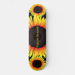 Kunst Zonnebloemen - voeg Jouw naam/Tekst/Aantal t Skateboard