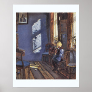 kunst, zonneschijn in de blauwe kamer door Ancher Poster