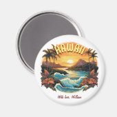  kunst zonsondergang bij Hawaii Beach Mountains Magneet (Voorkant / Achterkant)