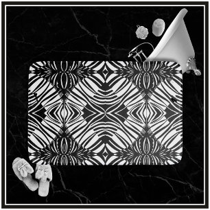 Kunst Zwart-wit Geometrisch Tribal Patroon Badmat