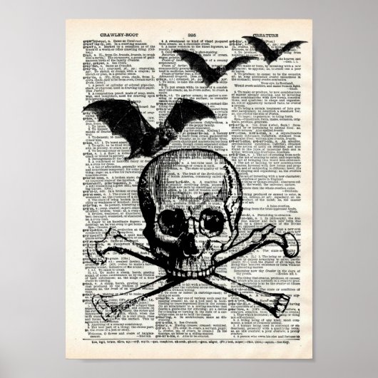 Kunstafdrukken met halloween Dictionary Skull en B Poster (Voorkant)
