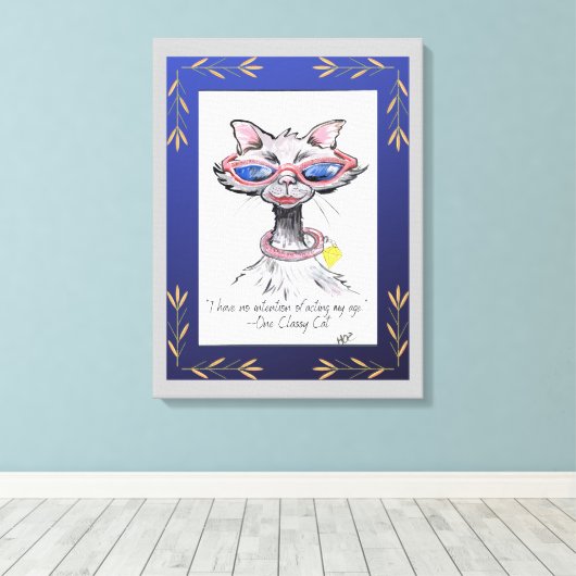 Kunstafdrukken met one Classy Cat Fun Canvas (Insitu (Houten vloer))