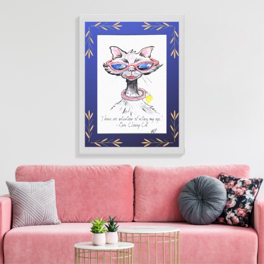 Kunstafdrukken met one Classy Cat Fun Canvas (Insitu (Woonkamer))