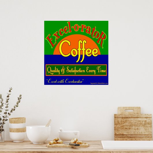 Kunstafdrukken van Excel Coffee Retro Poster (Keuken)