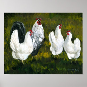 Kunstafdrukken van "Rooster & Hens" Poster
