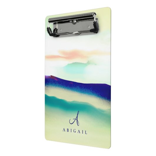 Kunstblauw Abstract landschap monogrammen Mini Klembord (Angled2)