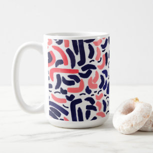 Kunstblauw en Oranje acrylvormig patroon Koffiemok