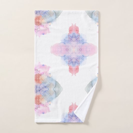 Kunstblauw en roze Waterverf Bad Handdoek (Handdoek)