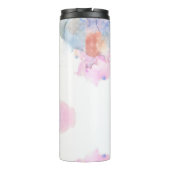 Kunstblauw en roze Waterverf Thermosbeker (Achterkant)