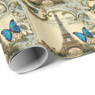  - kunstblauw zwemt in eiffeltoren cadeaupapier