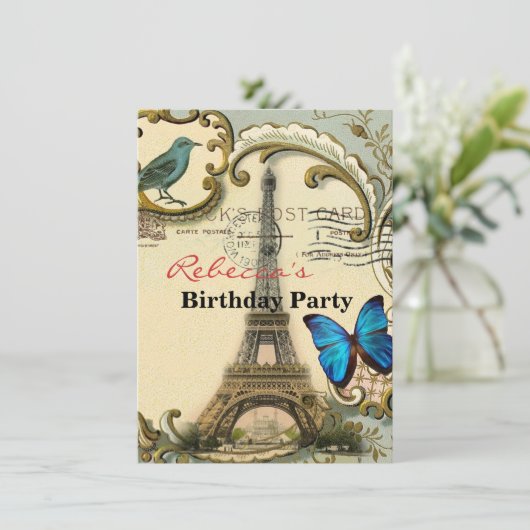 - kunstblauw zwemt in eiffeltoren kaart (Staand voorkant)