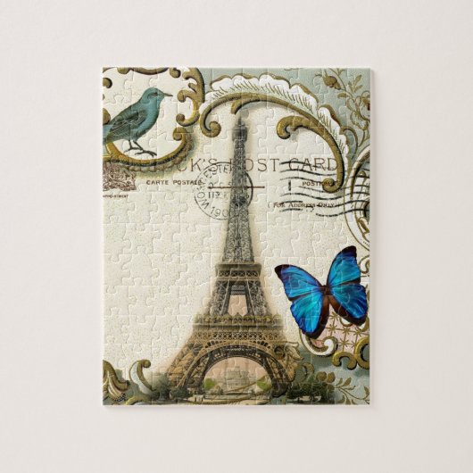 - kunstblauw zwemt in eiffeltoren legpuzzel (Verticaal)