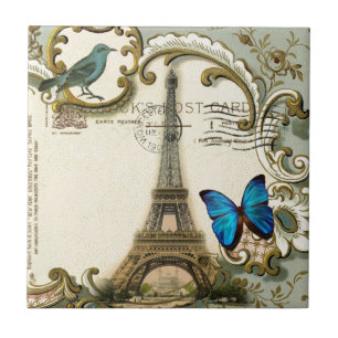  - kunstblauw zwemt in eiffeltoren tegeltje