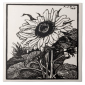  kunstbloem - inkttekenrapport tegeltje (Voorkant)