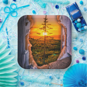 Kunstboomontwerp Papieren Bordje