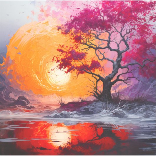 Kunstboomscène Sticker (Voorkant)