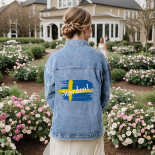 Kunstborstels Zweden Vlag Denim Jacket