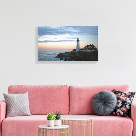 Kunstcanvas met vuurtoren van Portland Canvas Afdruk (Insitu (Woonkamer))