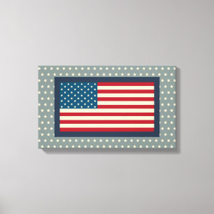 Kunstcanvasprint met vintage Amerikaanse vlag Canvas Afdruk