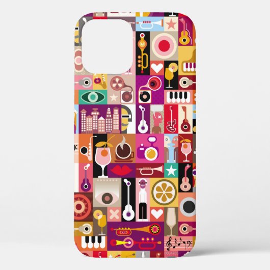 Kunstcollage, muzikale illustratie. Patchwo Case-Mate iPhone Case (Achterkant)