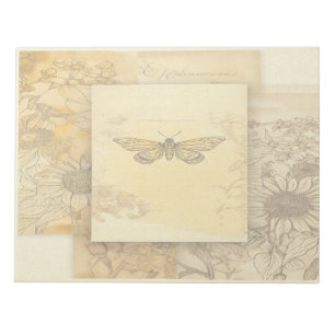 Kunstcollage voor zonnebloemen en vlinderbloemigen notitieblok