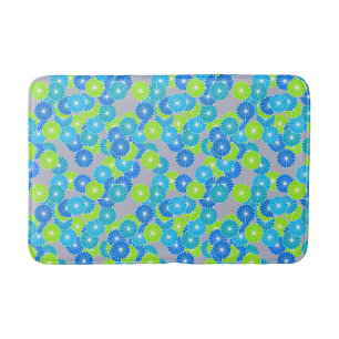Kunstdebloem - blauw en kalkgroen badmat