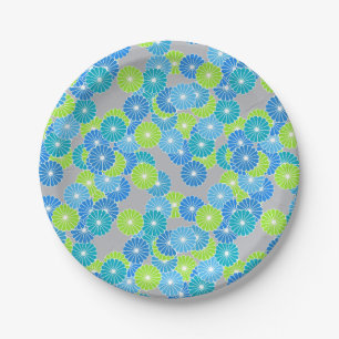 Kunstdebloem - blauw en kalkgroen papieren bordje