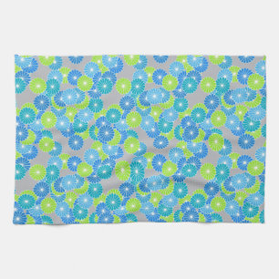 Kunstdebloem - blauw en kalkgroen theedoek