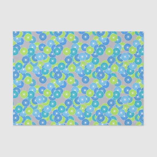 Kunstdebloem - blauw en kalkgroen tissuepapier (Voorkant)