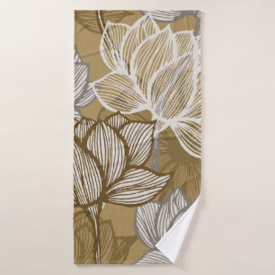 Kunstdebloem. Bloed gouden lijnkunst. Badhanddoek