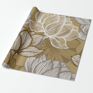 Kunstdebloem. Bloed gouden lijnkunst. Cadeaupapier