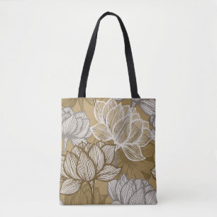 Kunstdebloem. Bloed gouden lijnkunst. Draagtas