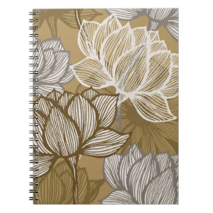 Kunstdebloem. Bloed gouden lijnkunst. Notitieboek