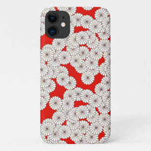 Kunstdebloem - crème op rood iPhone 11 hoesje