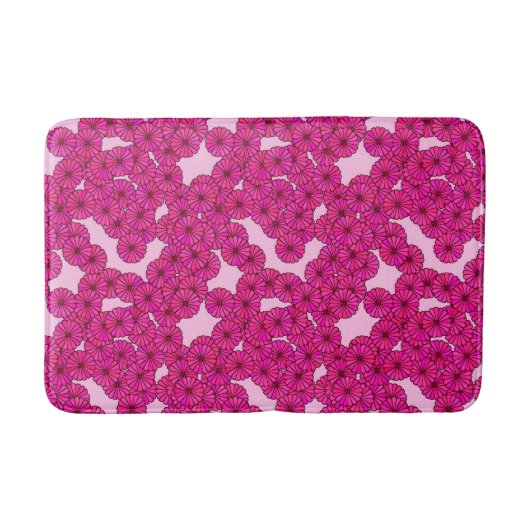 Kunstdebloem - magenta op roze badmat (Voorkant)