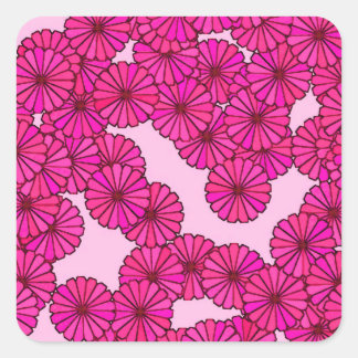 Kunstdebloem - magenta op roze vierkante sticker