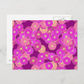 Kunstdebloem - schoppen van violet, koraal briefkaart (Voorkant / Achterkant)