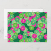 Kunstdebloem - tinten groen, fuchsie briefkaart (Voorkant / Achterkant)